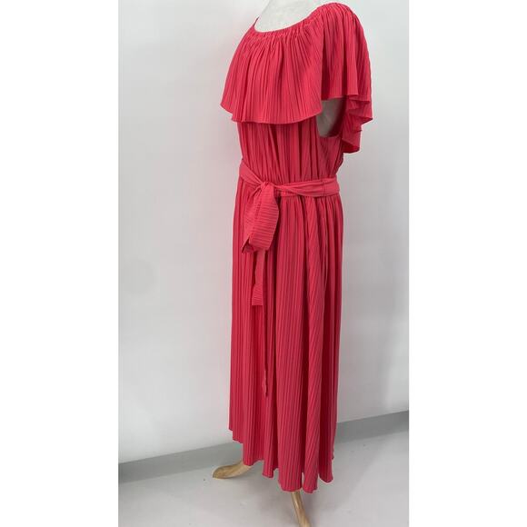Lane Bryant Convertible Off the Shoulder Pleated Maxi Dress Coral Plus Womens 4X - Picture 5 of 11